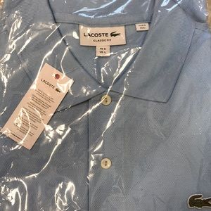 SOLD! BRAND NEW LACOSTE Mens Polo Shirt 👕 Light Blue Button Up Collared Tee